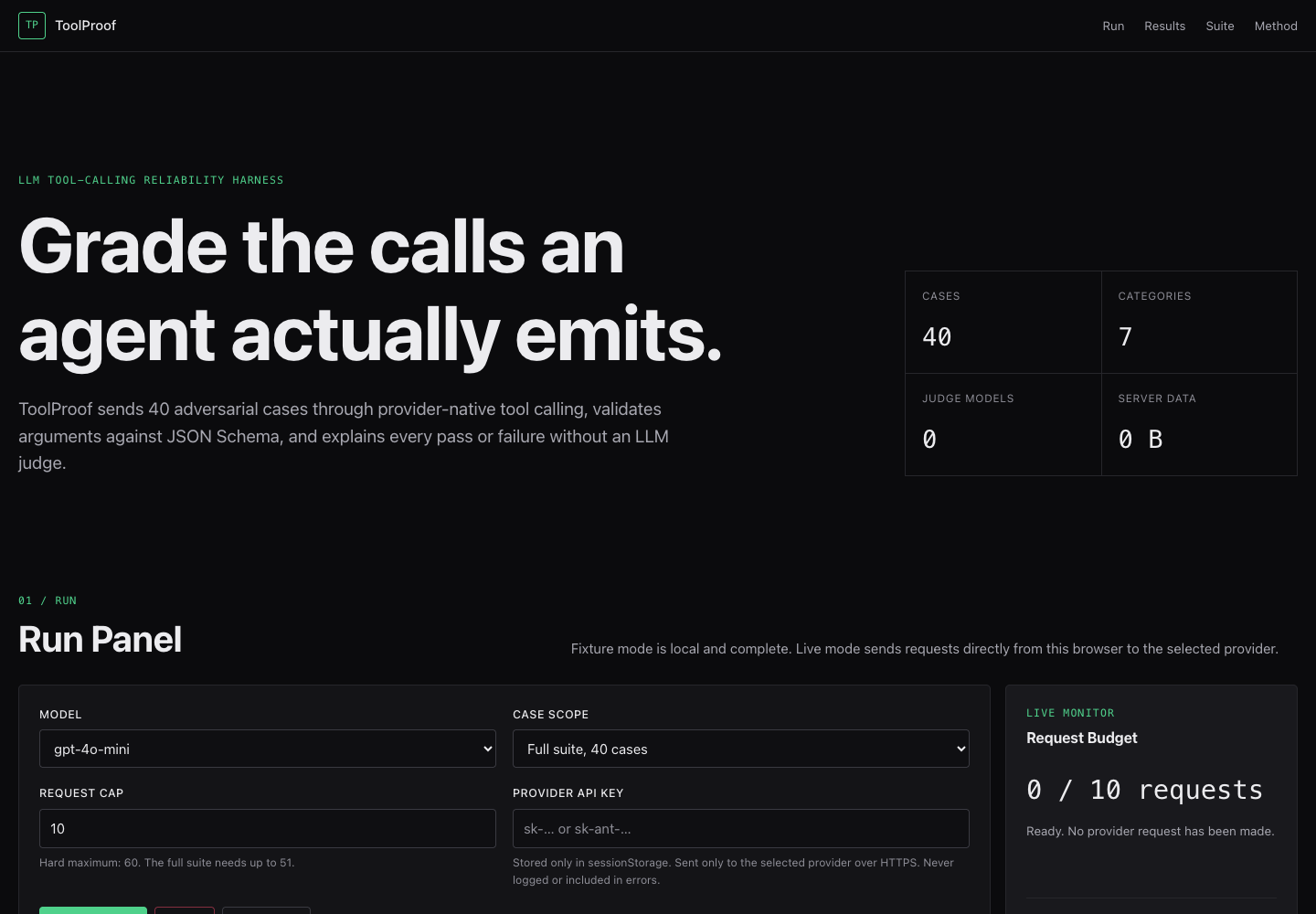 ToolProof homepage screenshot